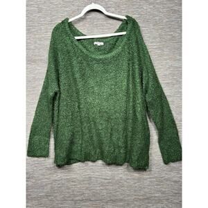 Andree by Unit Popcorn Sweater Womens Size L Green Scoop-Neck Long Sleeve